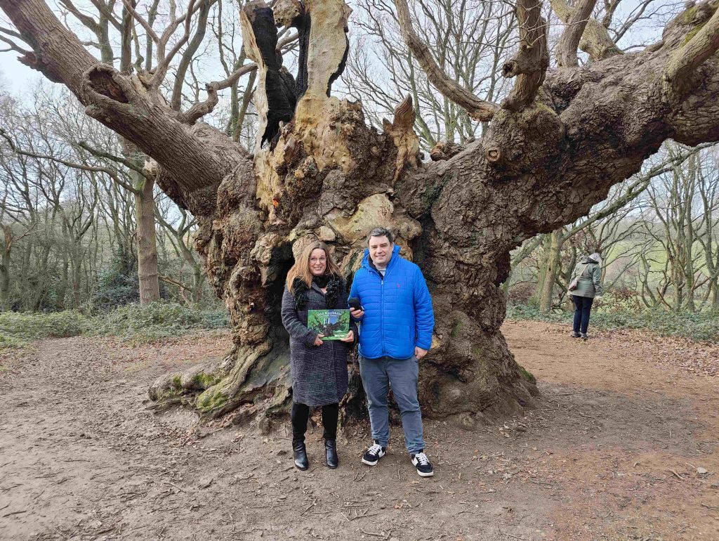 Oliver and Morag by Old Knobbley, an 800 year old oak tree in Essex.