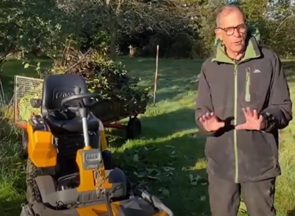 Ken with a Stiga tractor mower.