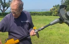 Pro-gardener making use of the strimmer