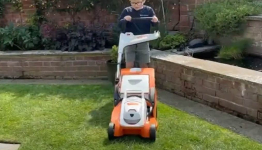 Youngster gets going with mowing