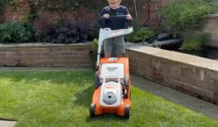 Youngster gets going with mowing