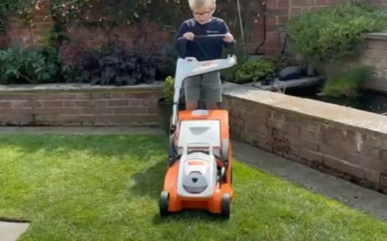 Youngster gets going with mowing